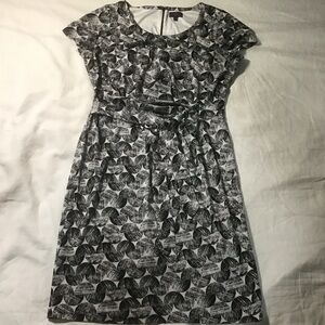 NYDJ Candy Drop Ric Rac Black & White Faux Wrap Sheath Short Sleeve Dress, Sz 12